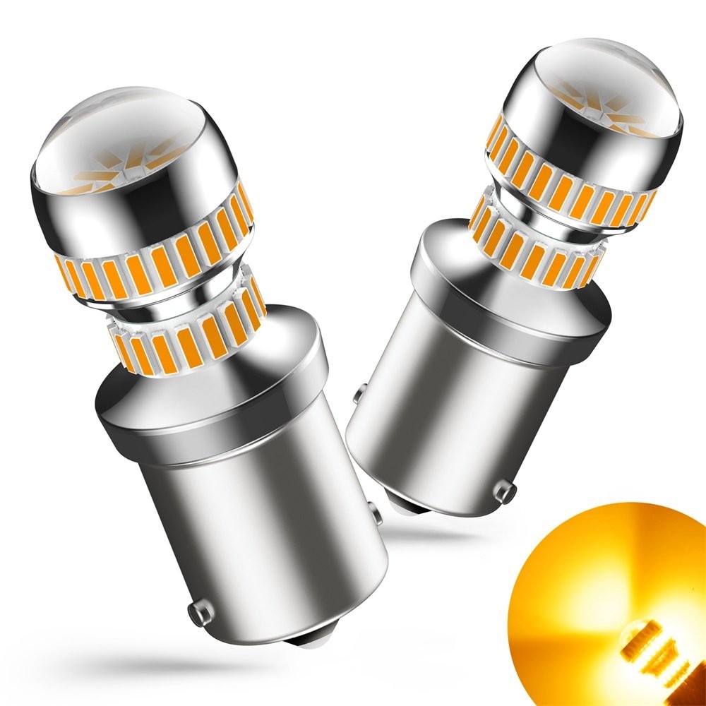 5W 1156 BA15S AUXITO LED DRL Turn Signal Light Bulbs Amber No Hyper Flash CANBUS
