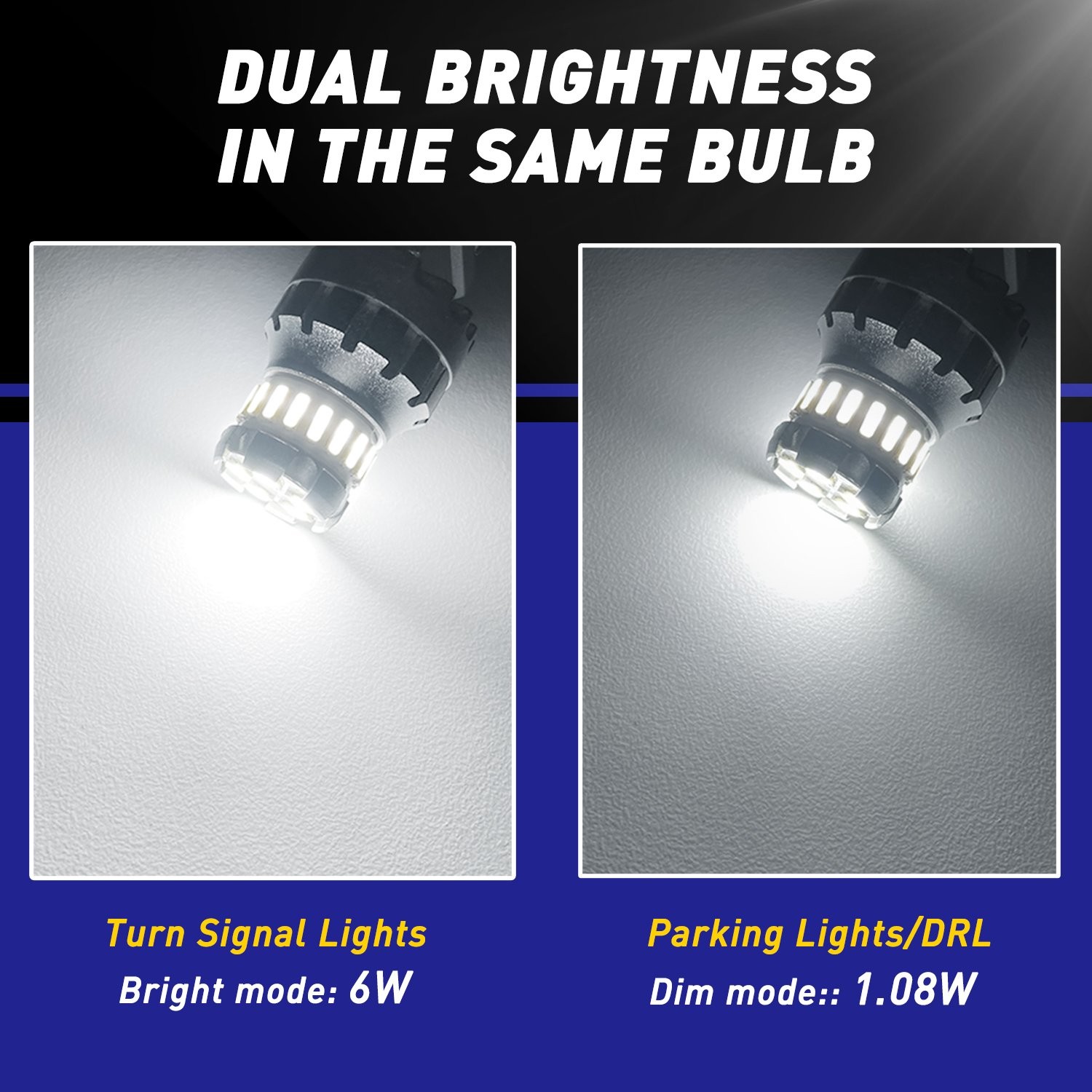 2PCS 7443 7440 23SMD Backup Reverse Tail Signal LED Light Bulb white 6500K DRL