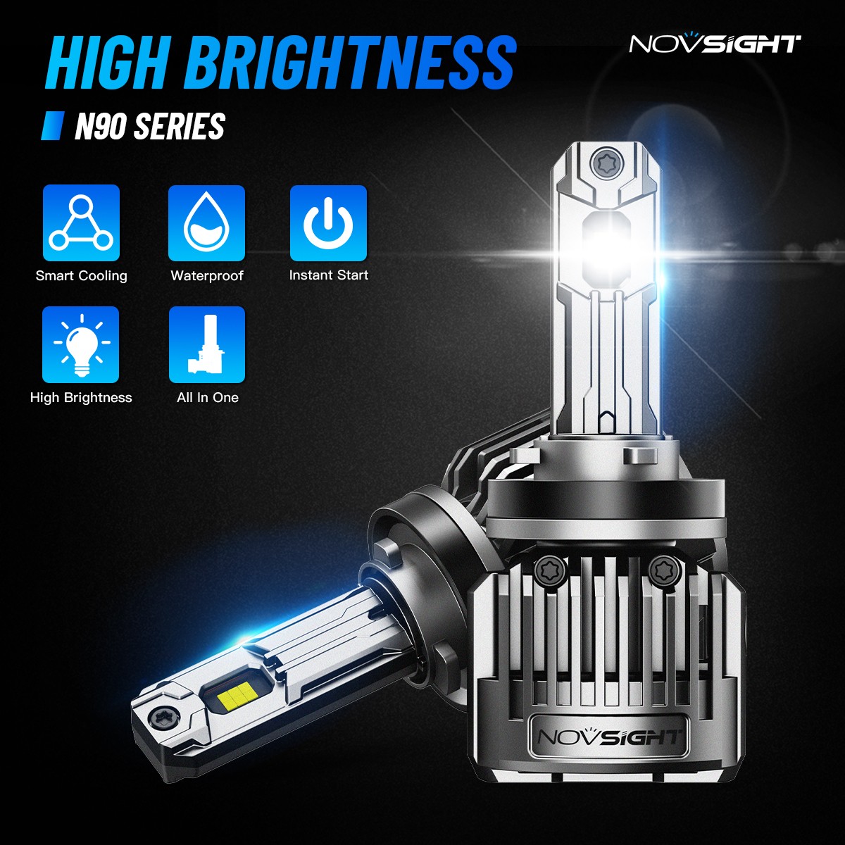 NOVSIGHT 9005 9006 H11 LED Headlight Bulbs Kit 6500K White 36000LM High Low Beam
