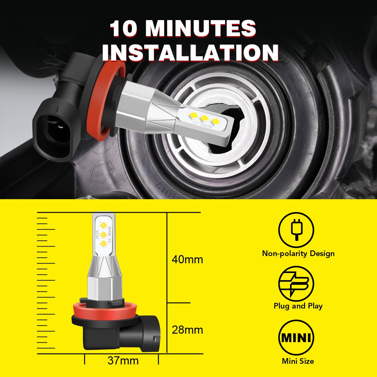 For 2013-2017 Traverse 6000K LED Headlight Hi/Lo + Fog light Bulbs Combo