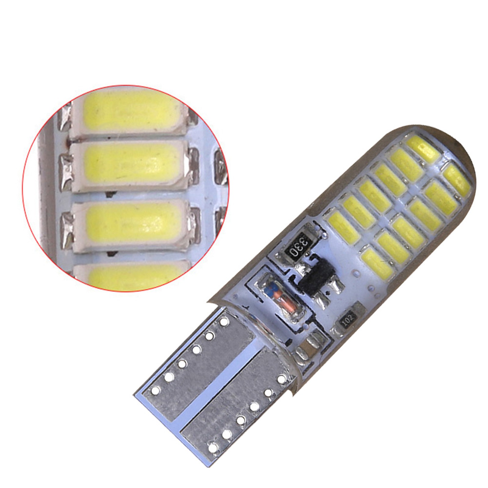 WHITE T10 194 168 LED Strobe Flash Dilicon Gel Light 24LED Bright Light Bulb
