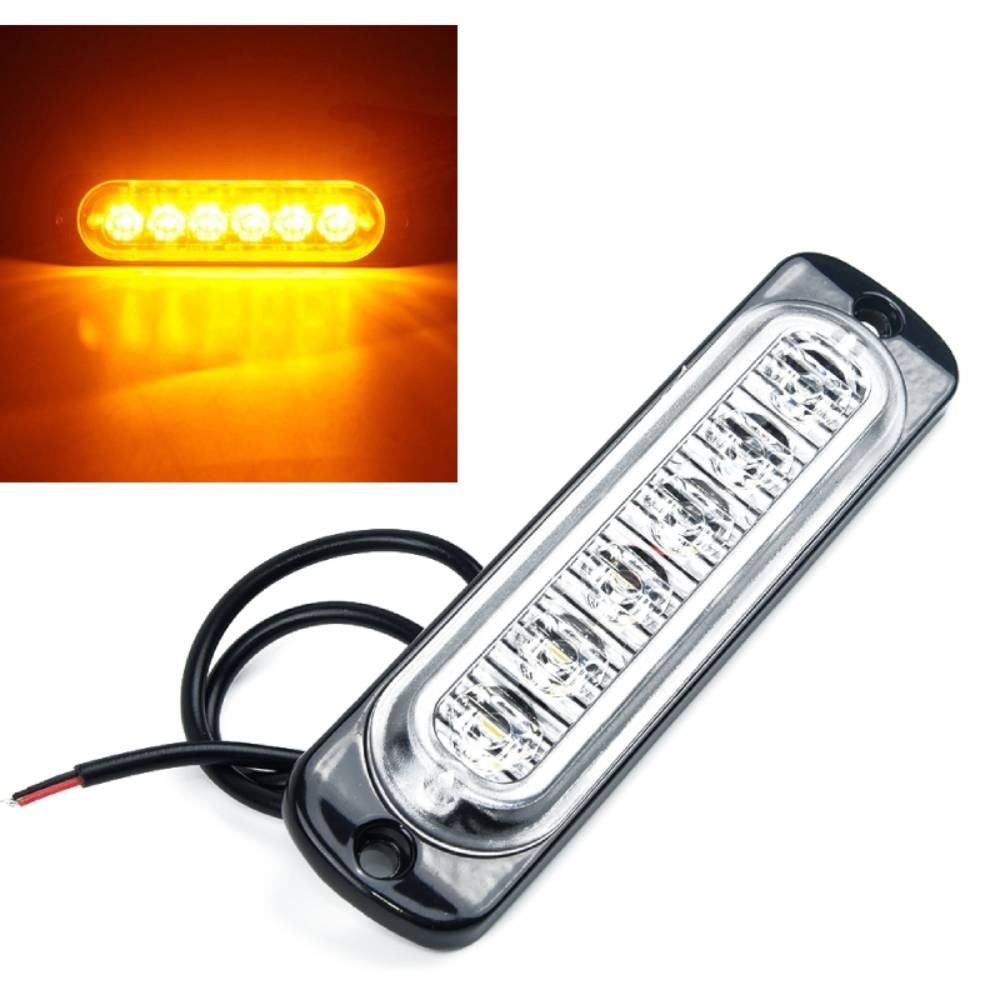 1PC DC 12-24V 18W Yellow 6 LED Bar Car Truck Van Strobe Flash-Light Lamp