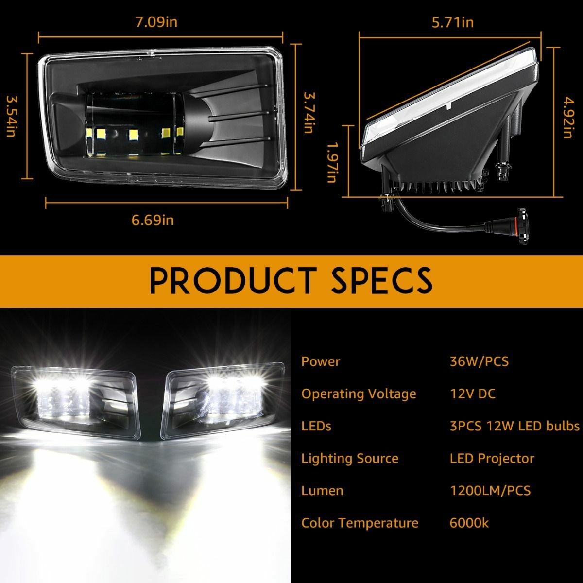 AUXBEAM LED Fog Lights Lamp for 2007-2016 Chevrolet Silverado 1500 2500HD 3500HD