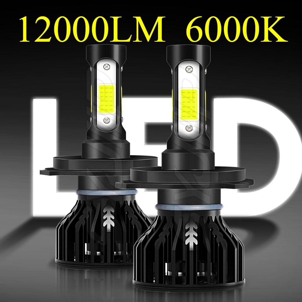 2Pcs H4 9003 HB2 LED Bulbs 6000K White 120W 8000LM No Error IP68