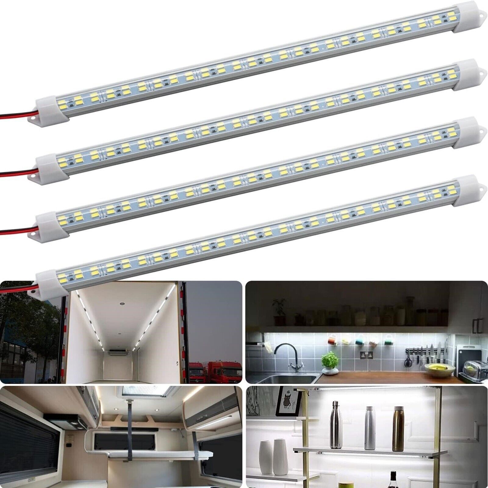 4Pcs 48 LED RV Interior Light Trailer Boat Lamp Ceiling for Van Cargo Camper 12V