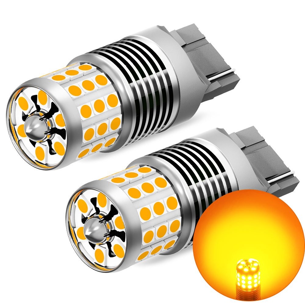 2PCS 7440 Amber Yellow Turn LED Signal Lights Bulbs Canbus Anti Hyperflash Bulb