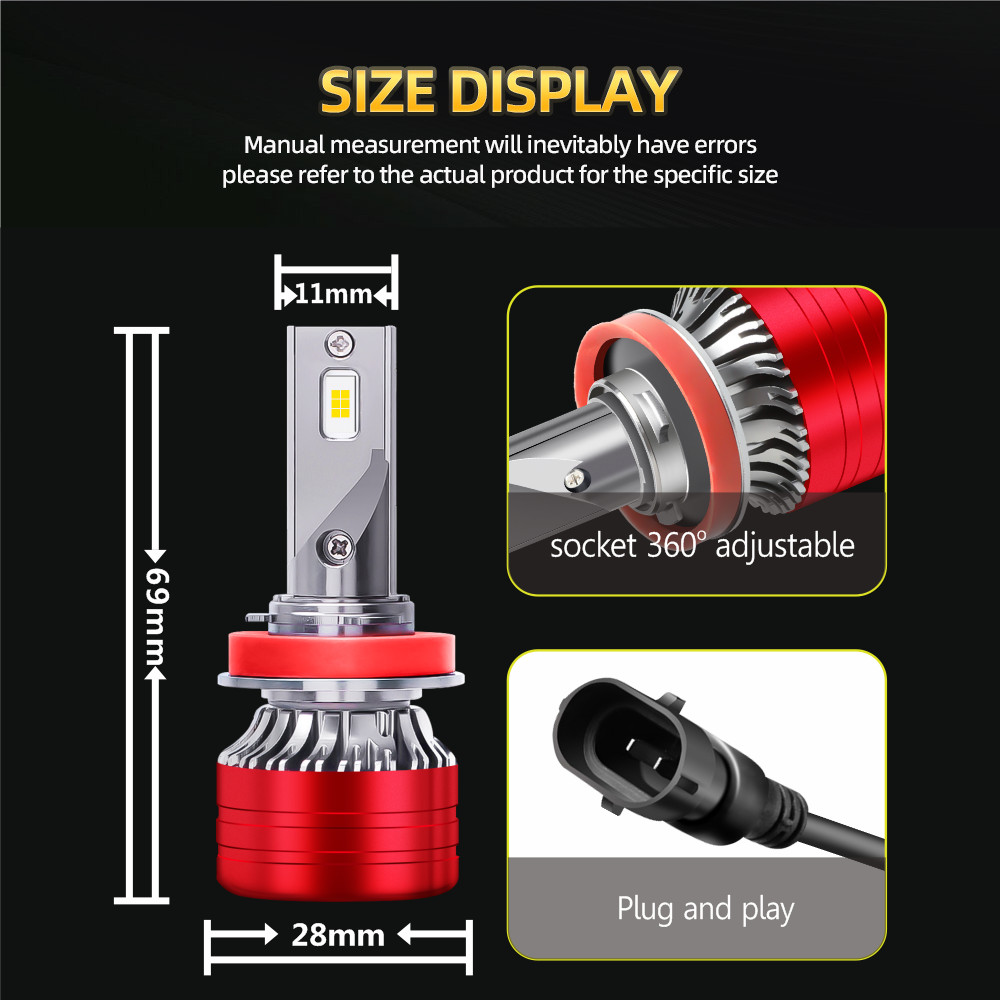 4pcs H7 + H11 LED Headlight Combo High/Low Bulb Kit For Jaguar XF 2009 2010 2011