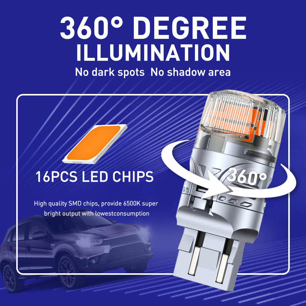 2-20X LED Turn Tail Signal Light Bulb AUXITO 7443 7440 Amber Lamp SMD Silver BRS