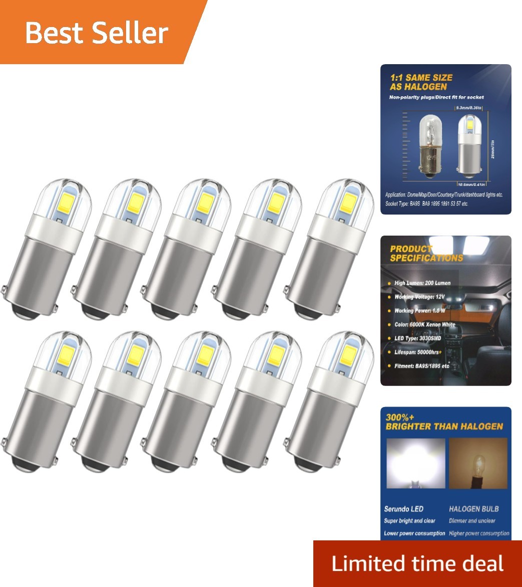 BA9S Led Car Bulb BA9 1895 1891 53 57 Led Car Bulb, 2SMD 3030Chips 6000K Whit…