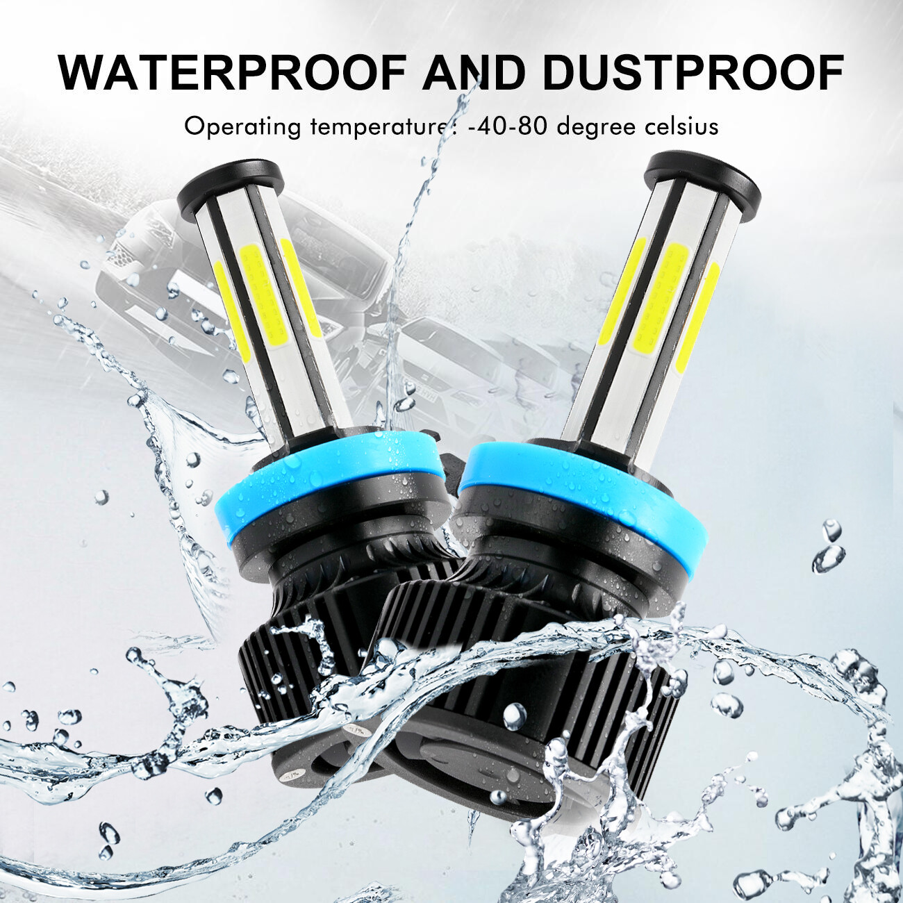 6-SIDES H9 H11 LED Headlight Bulbs Low Beam 1800W 3600000LM 6500K Super Bright