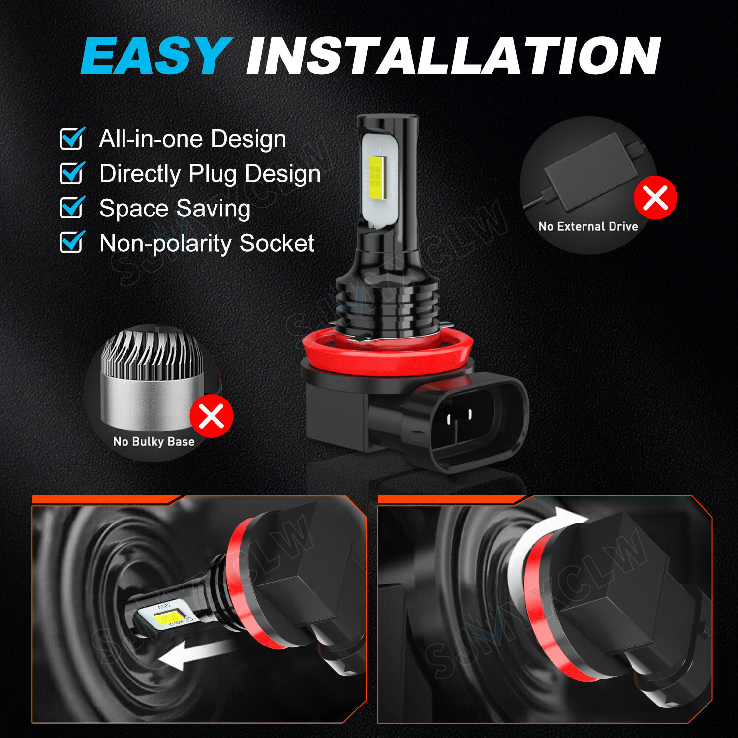 H11 H9 LED Headlight Super Bright Bulbs Kit 8000K White 330000LM High/Low Beam