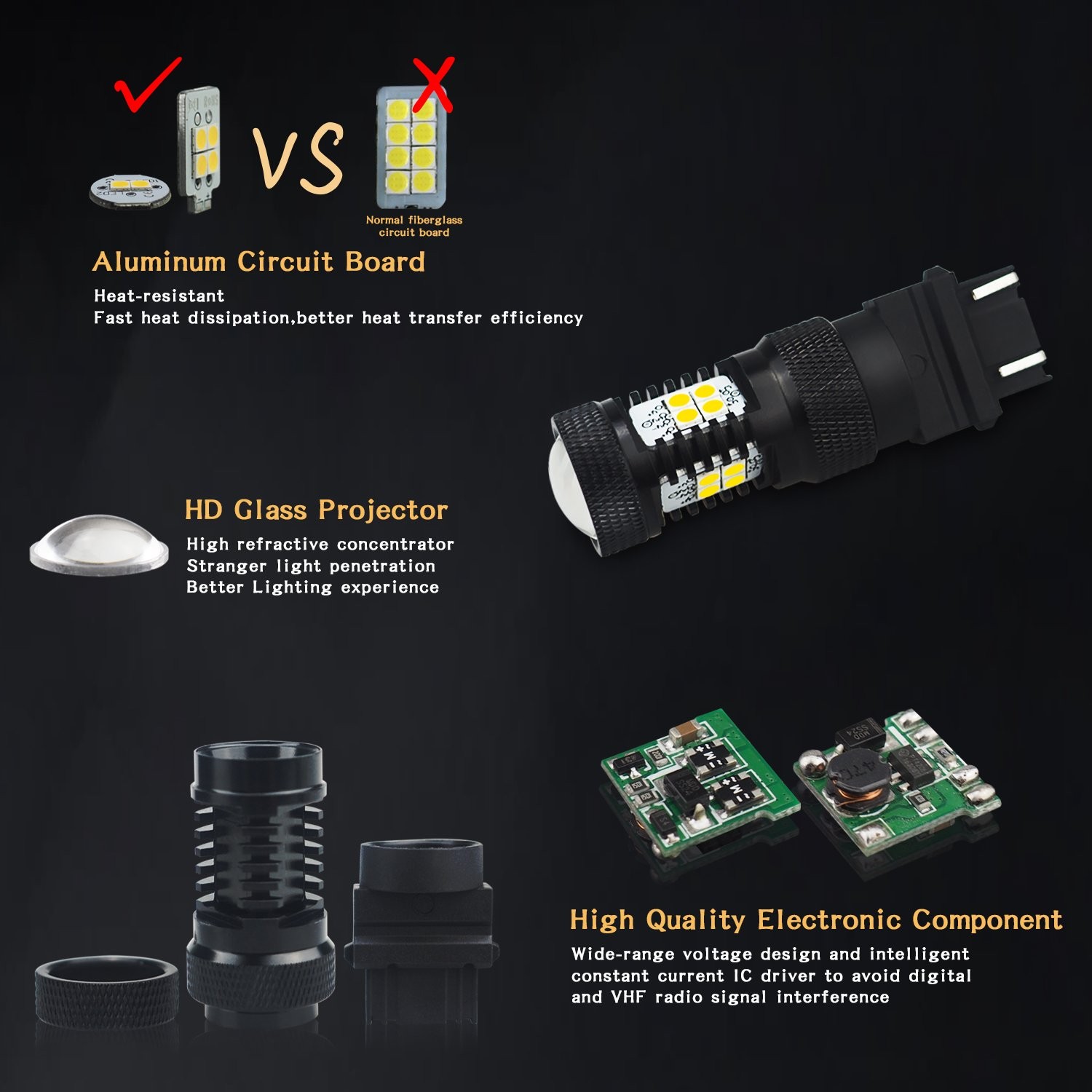 2X AUXITO 3157 3156 Turn Signal light White 3030smd High Power bulb LED EXC