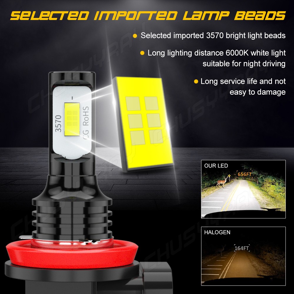 2x H11 LED Headlight Bulbs Conversion Kits Low Beam 6000K Bright White