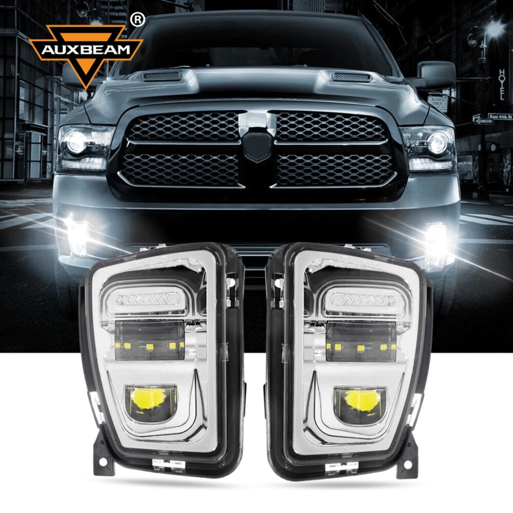 AUXBEAM LED Fog Lights Assembly For Dodge Ram 1500 2013 2014 2015 2016 2017 2018