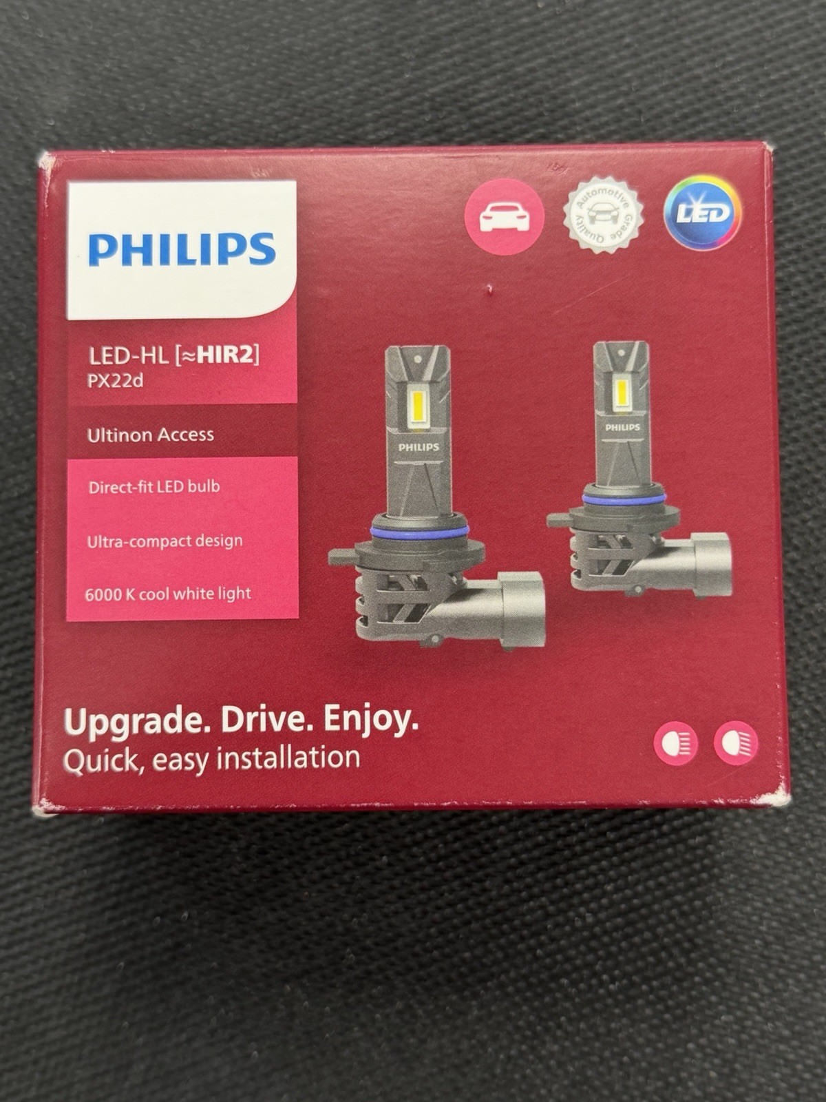 Philips Ultinon LED Car Headlight Bulb HIR2 Ultra Compact 2 Pack **NEW**