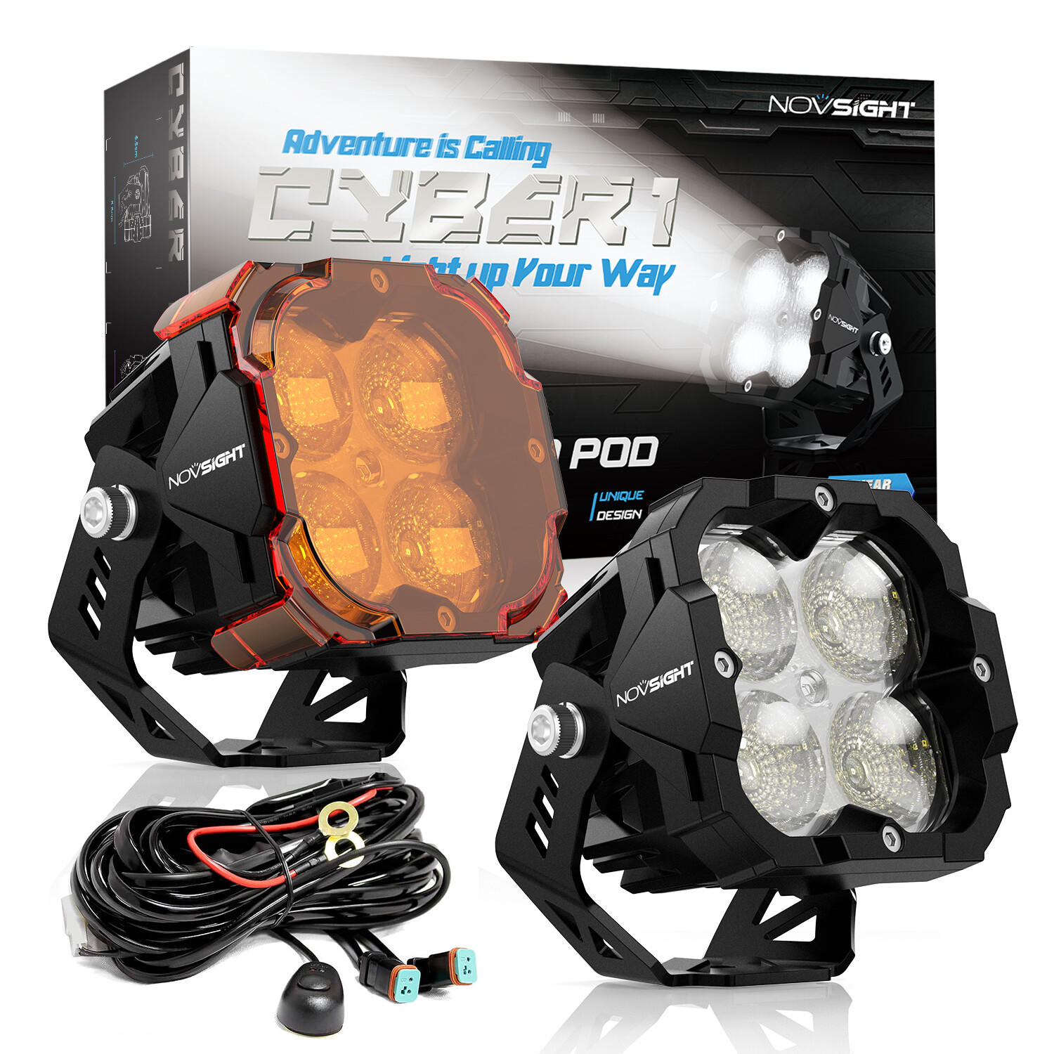 NOVSIGHT 3″ Car LED Headlight Work Offroad Lights Pod Driving Lamp For Jeep SUV