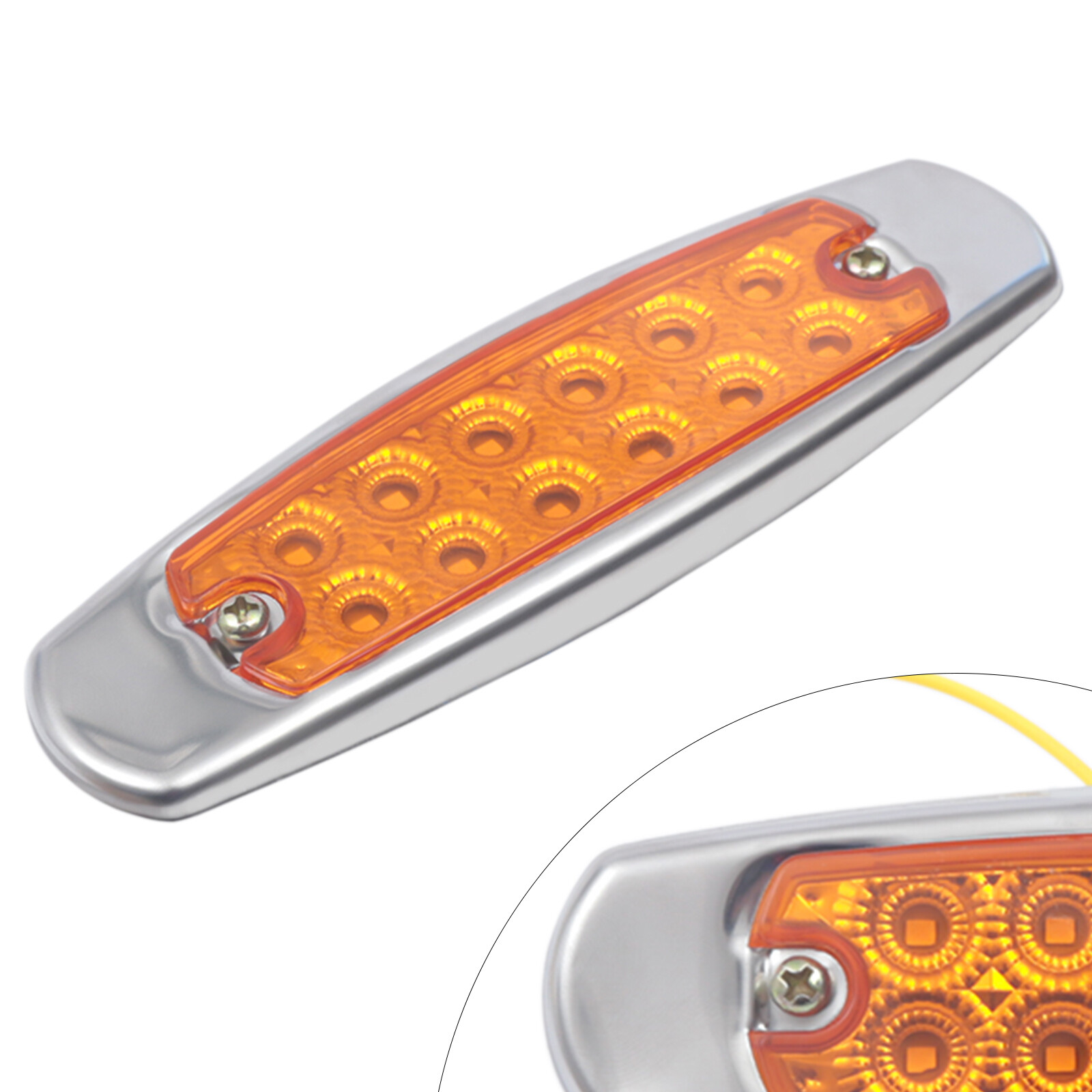 20 PCS 12-LED Amber Side Marker Light Clearance Truck Trailer For Peterbilt 12V