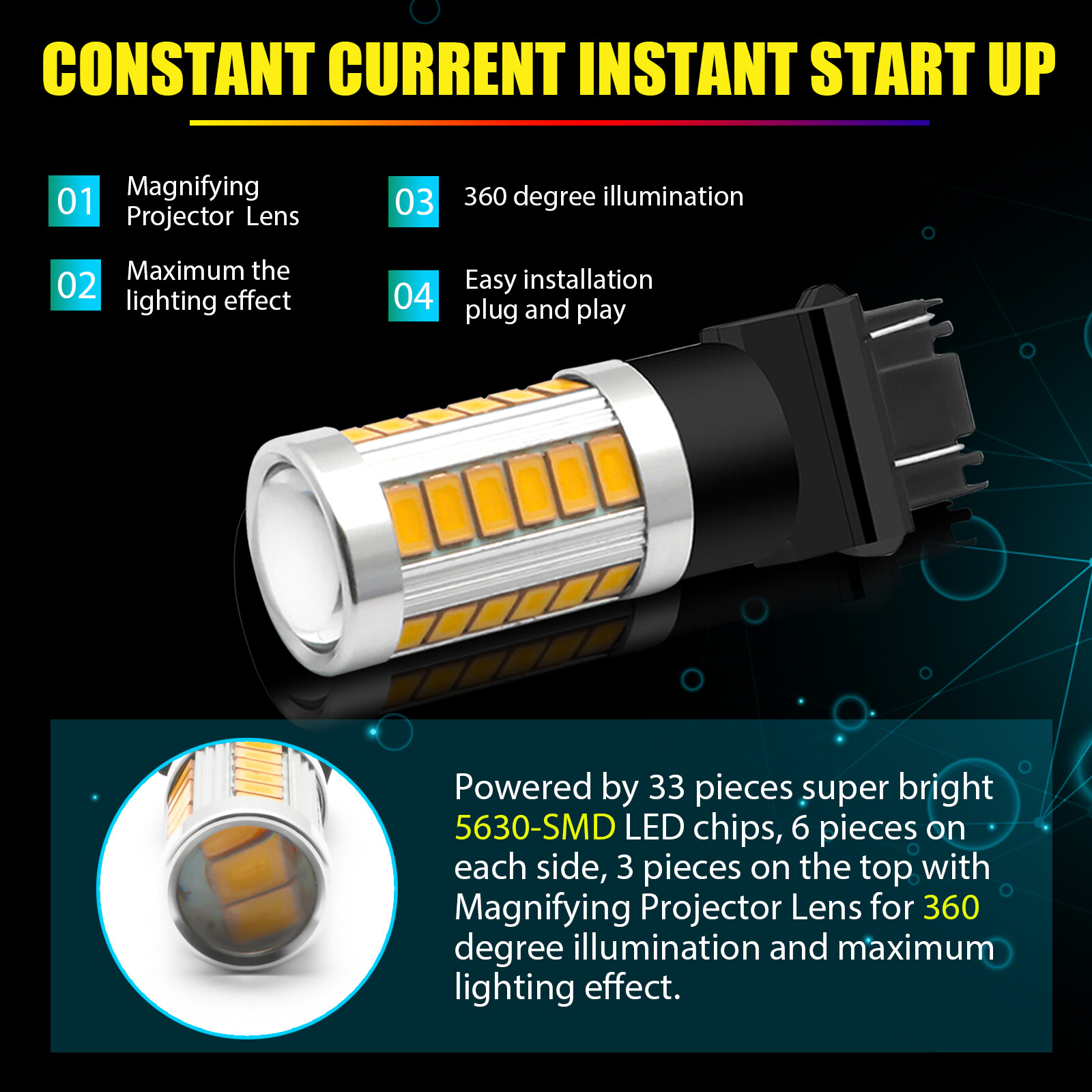 For Dodge Ram 1500 2500 3500 3000K Amber 5630 SMD Bright LED Turn Signal Light