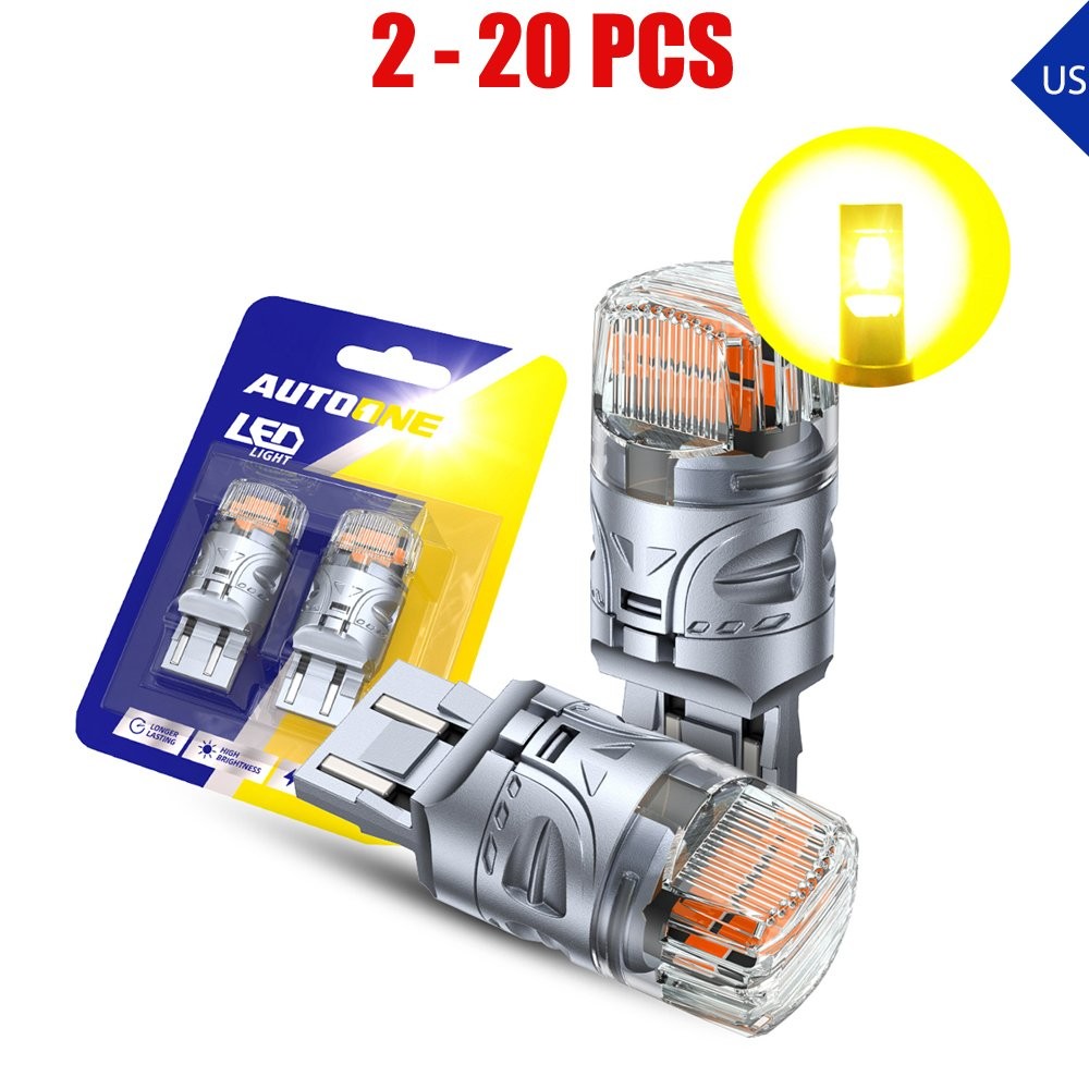 2-20X AUXITO 7443 Amber Yellow LED Turn Tail Signal Light Bulbs Silver IP67 12V