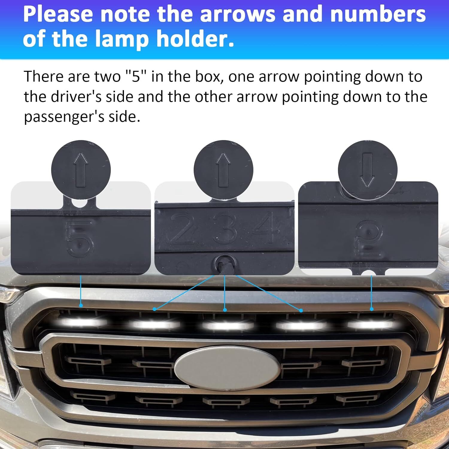 Front Grille Lights for Ford F150 2021 2022 2023 XL XLT Led Grill Amber Lights