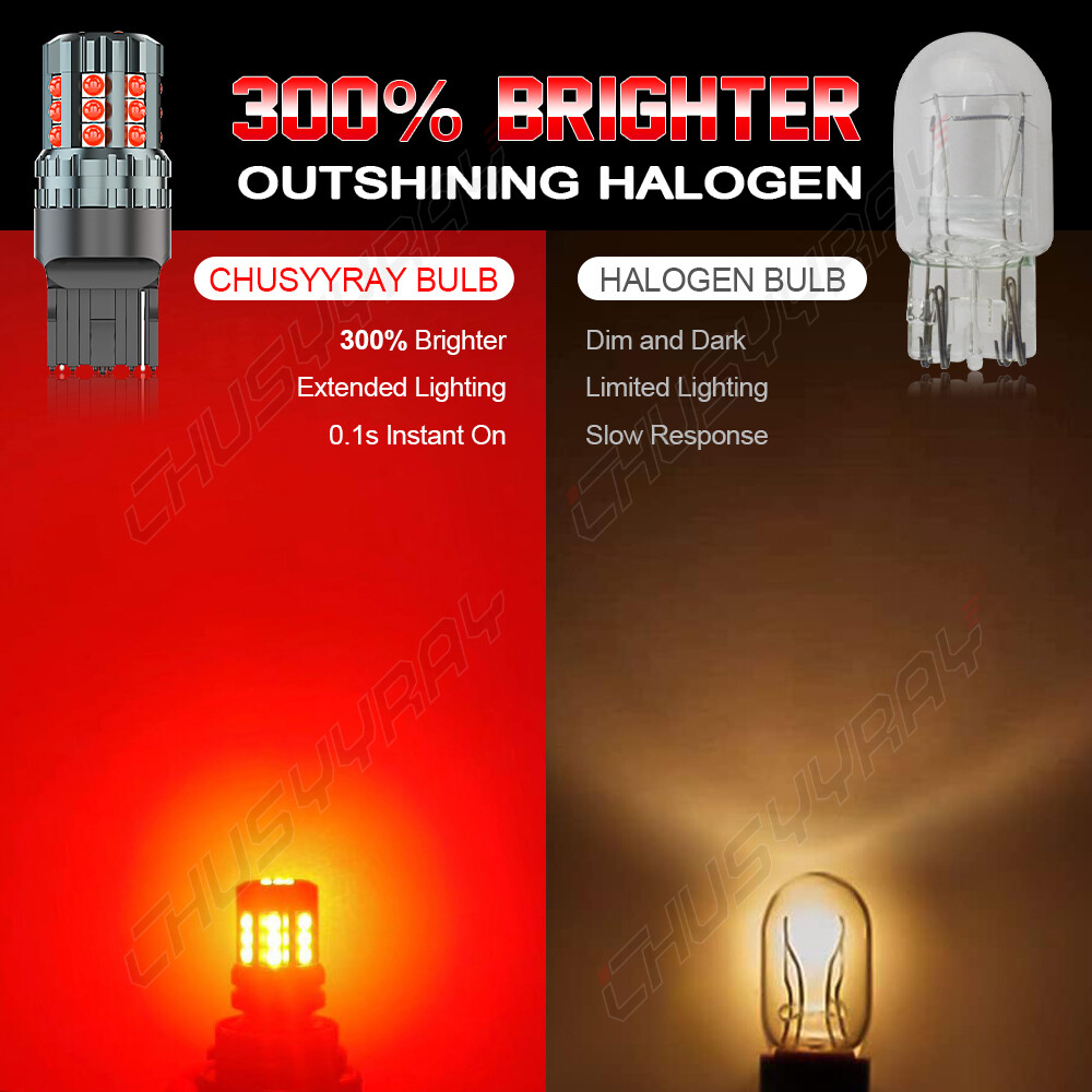 2x 7440 7443 Red LED Light Strobe Flash Blinking Brake Tail Light Parking Bulbs