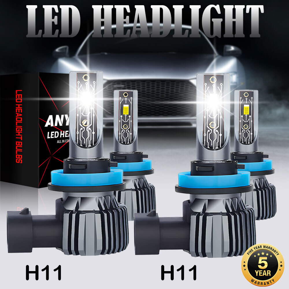 H11+H11 LED Headlight Bulbs Kit Hi/Low Beam Super Bright 22000LM 6000K White US