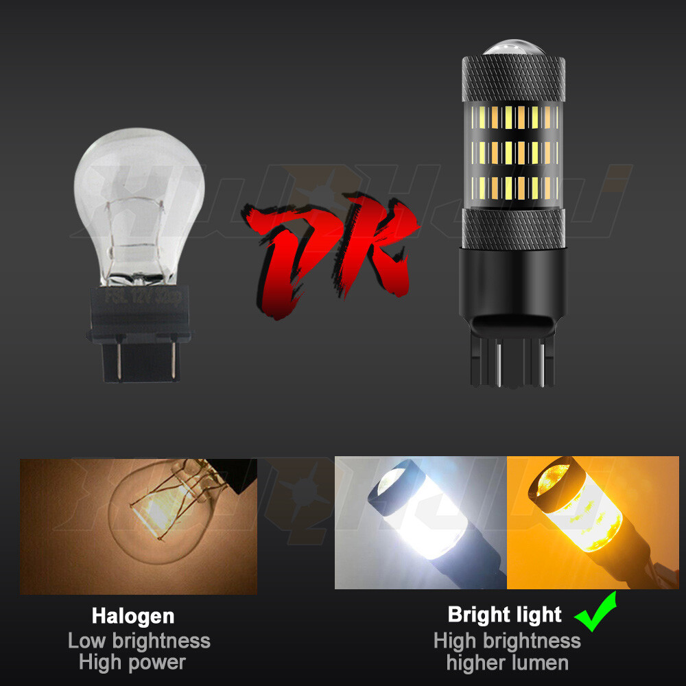 7443 7444 Switchback LED Turn Signal Parking DRL Light Bulbs Dual Color Pair