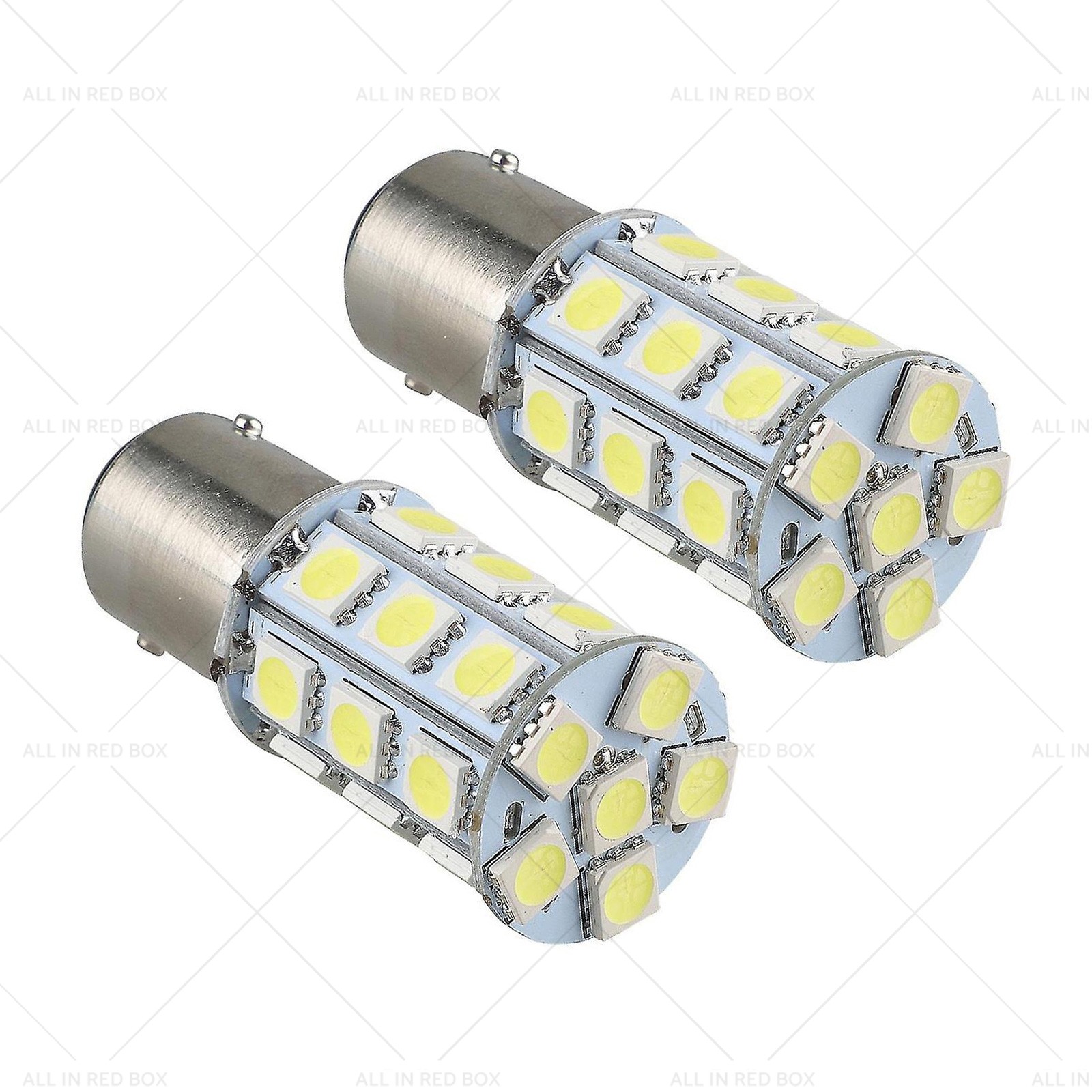 2x 12V BA15D LED White 27 SMD 5050 Suitable for Caravan Car Auto Indicator