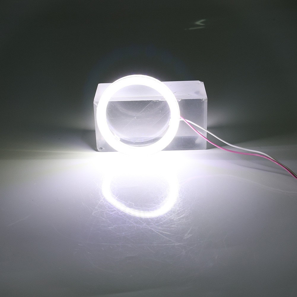 12V LED DRL Fog Headlights COB Angel Eyes Halo Ring White Light 70MM Car Auto