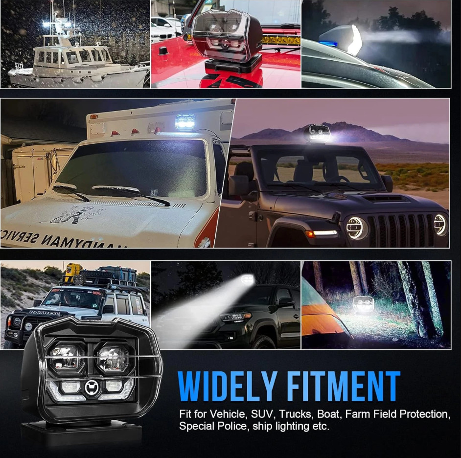 LED Searchlight Wireless for Offroad Truck Marine 360° Remote Control Spotlight