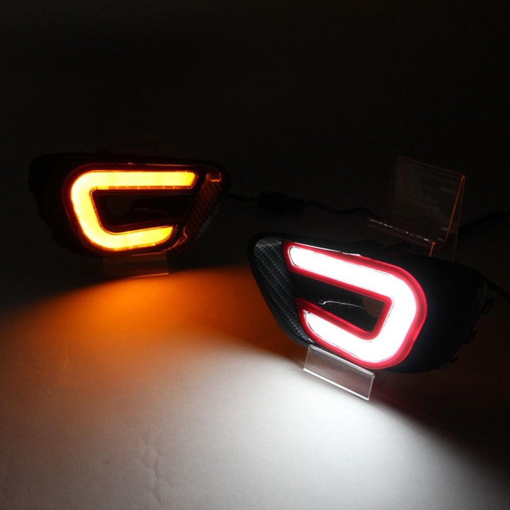 LED DRL Daytime Running Light Carbon Fiber Pattern Lamp For Jeep Compass W Turn