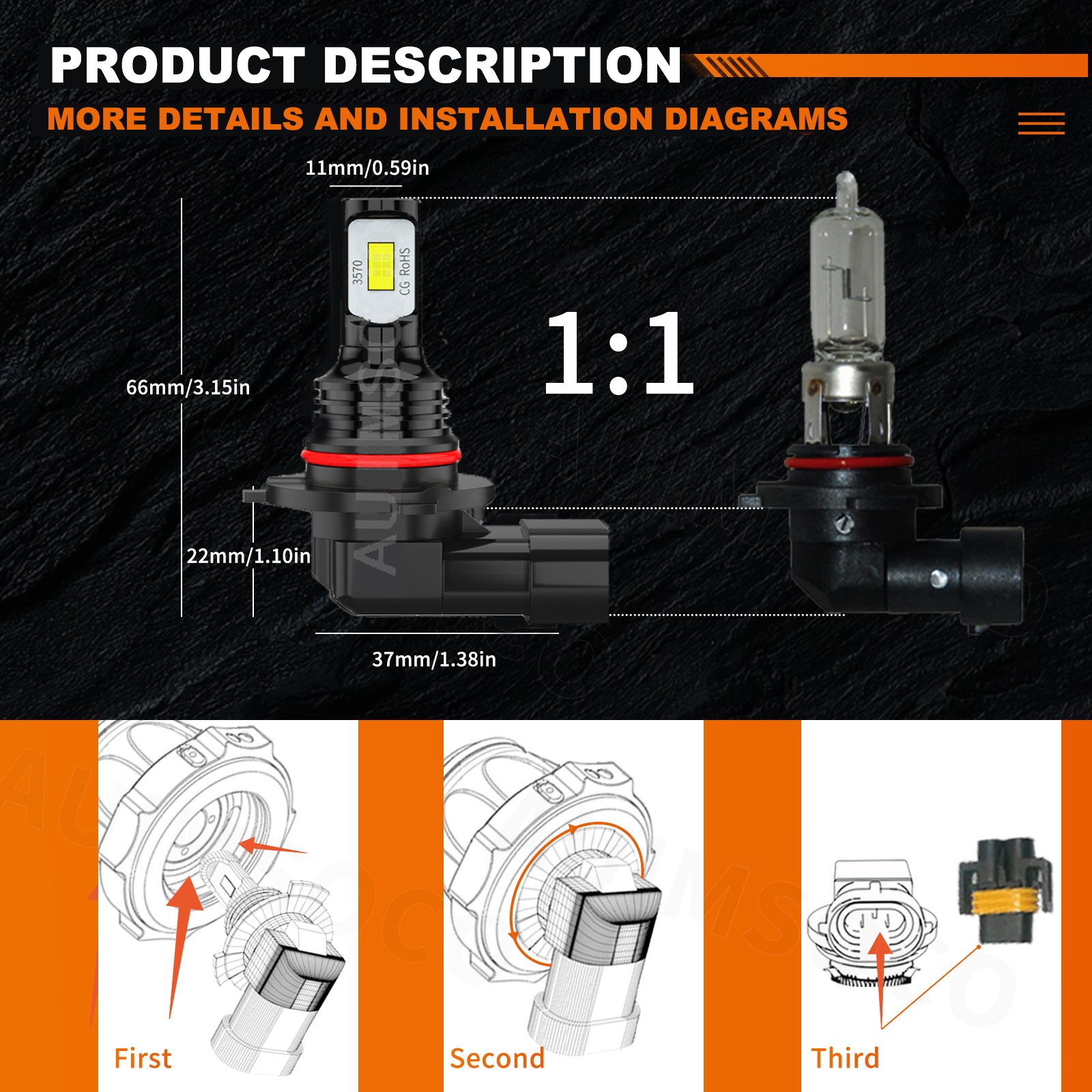 Super Bright Cold White 9005 9006 880 LED Headlight Hi-Low Beam Fog Light Bulbs