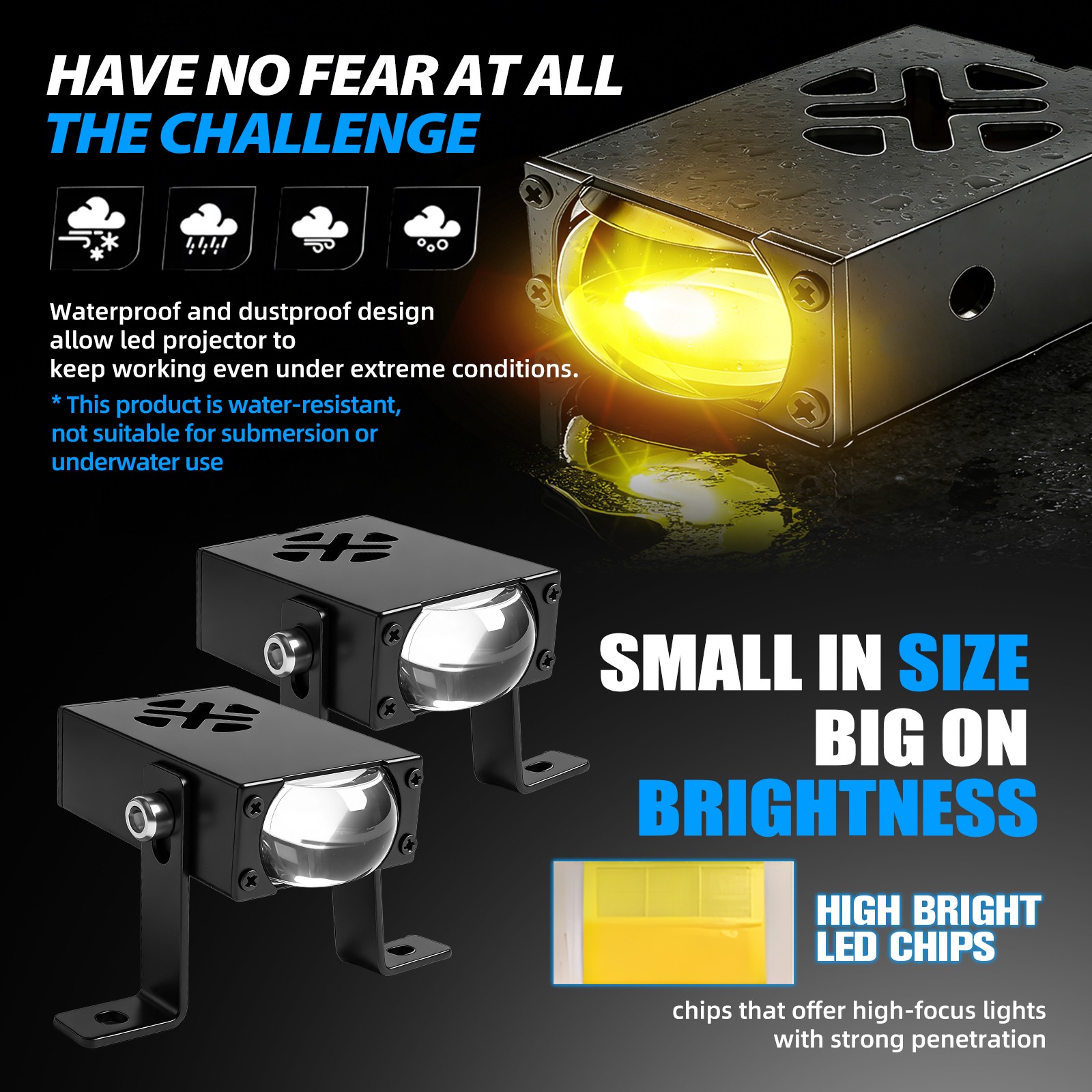 Super Bright White/Yellow Front Grill Driving Lights Mini Projector Fog Lights