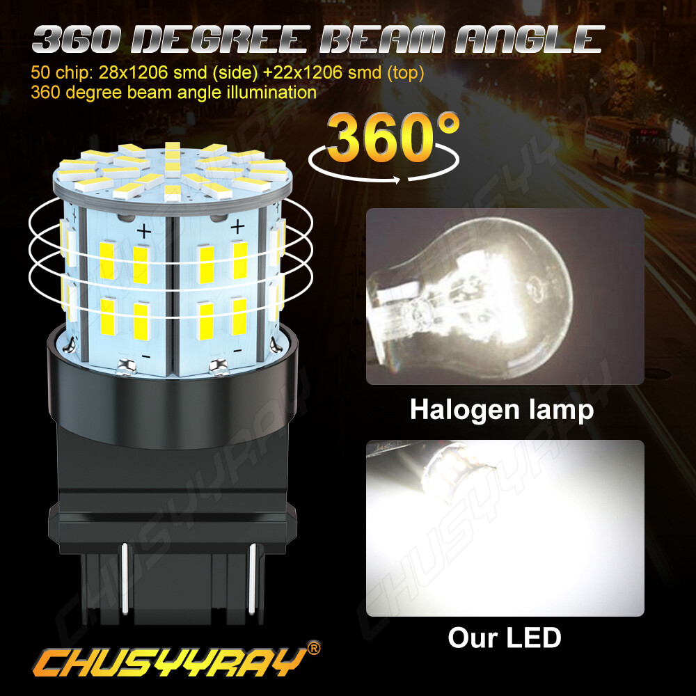 PAIR 3157 3156 LED REVERSE BACKUP LIGHT BULBS 1000LM SUPER BRIGHT 6000K WHITE