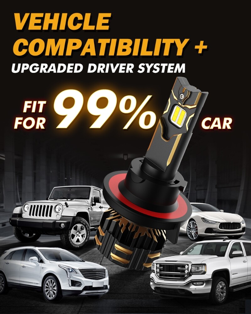 AUXBEAM GX H13 LED Headlight High Low Beam Bulbs / 9145 H10 Fog Light Bulb 6500K
