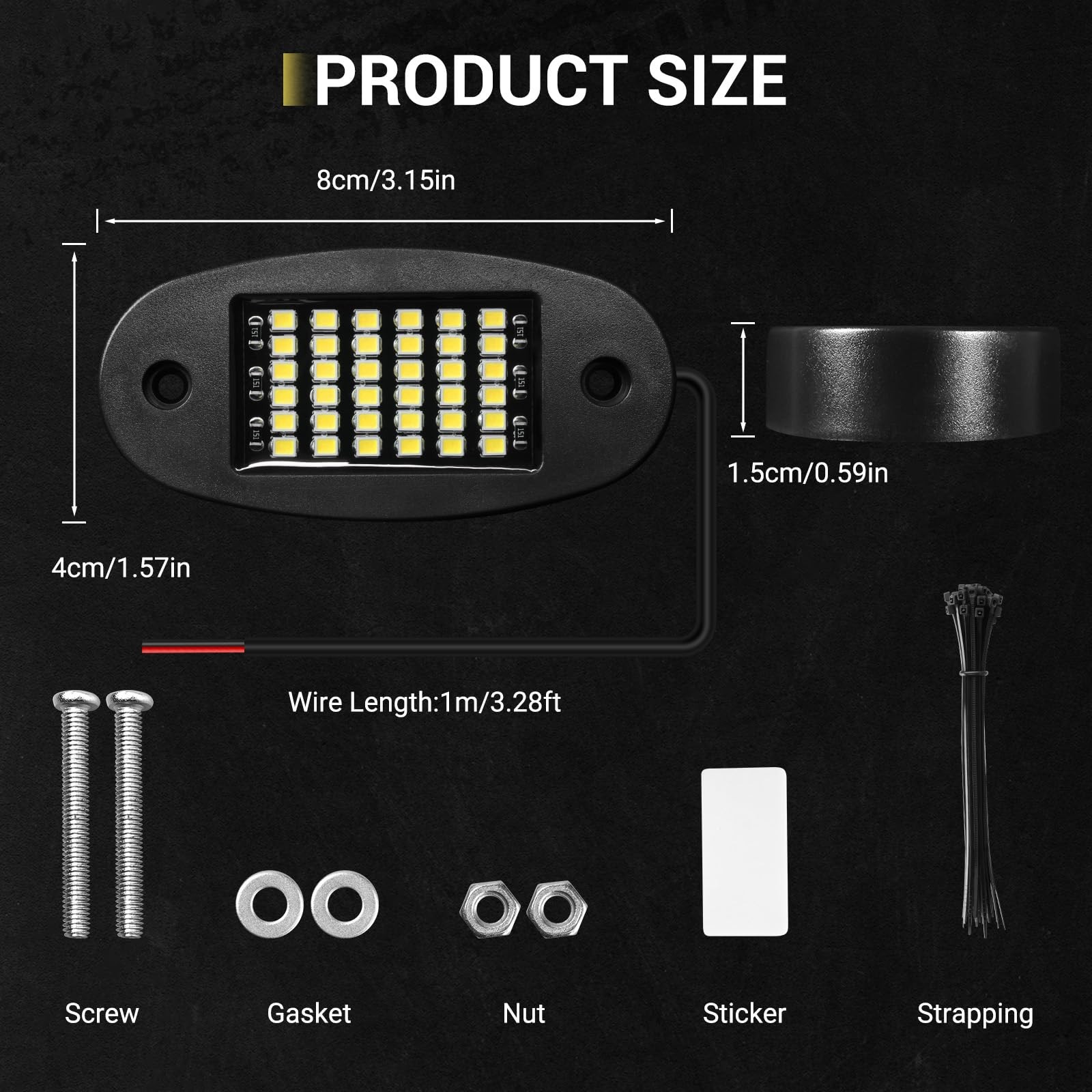 Hovano 20 Pods White Rock Lights 6000K LED Neon Underglow IP68 Waterproof