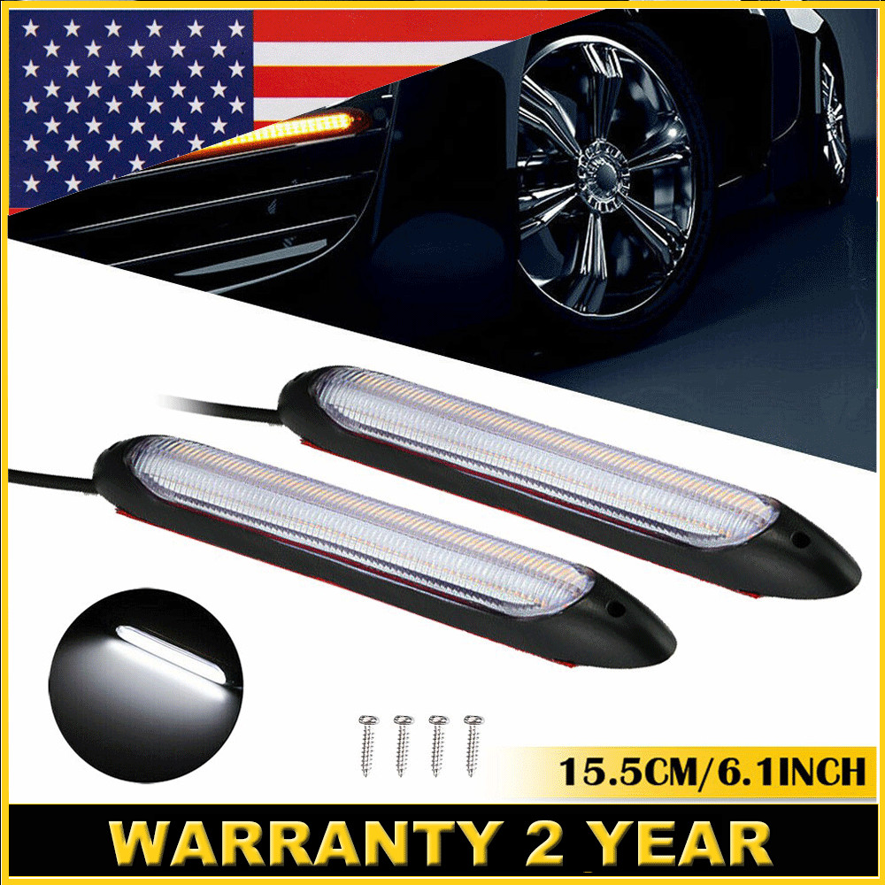 2pcs 6″ Dynamic Headlight DRL LED Daytime Running Turn Signal Light 6000K/3000K