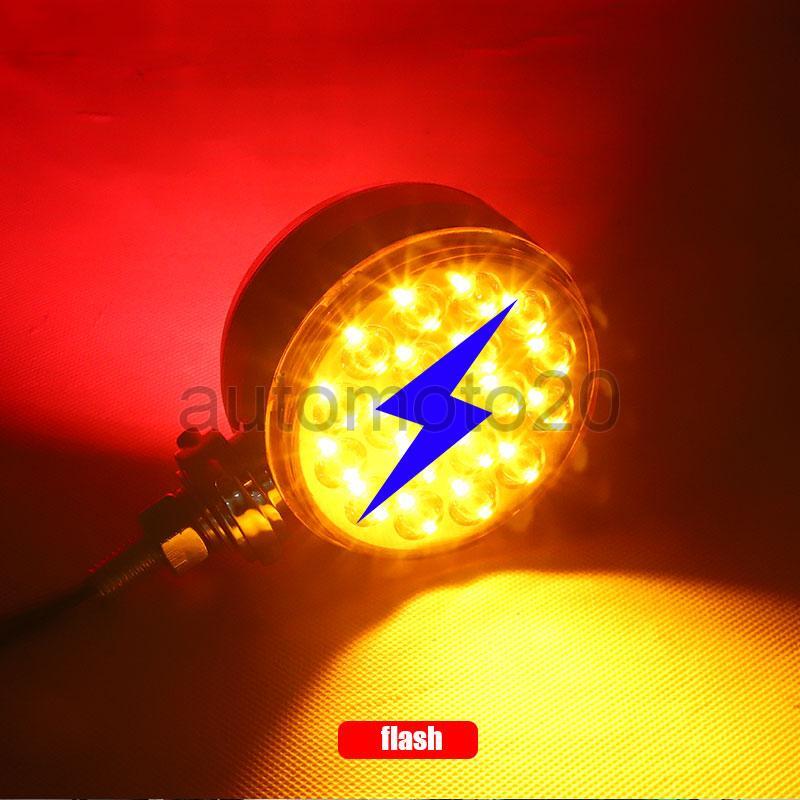 2X Amber/Red 3″ Double Face LED Pedestal Fender Brake Turn Signal Lights Truck