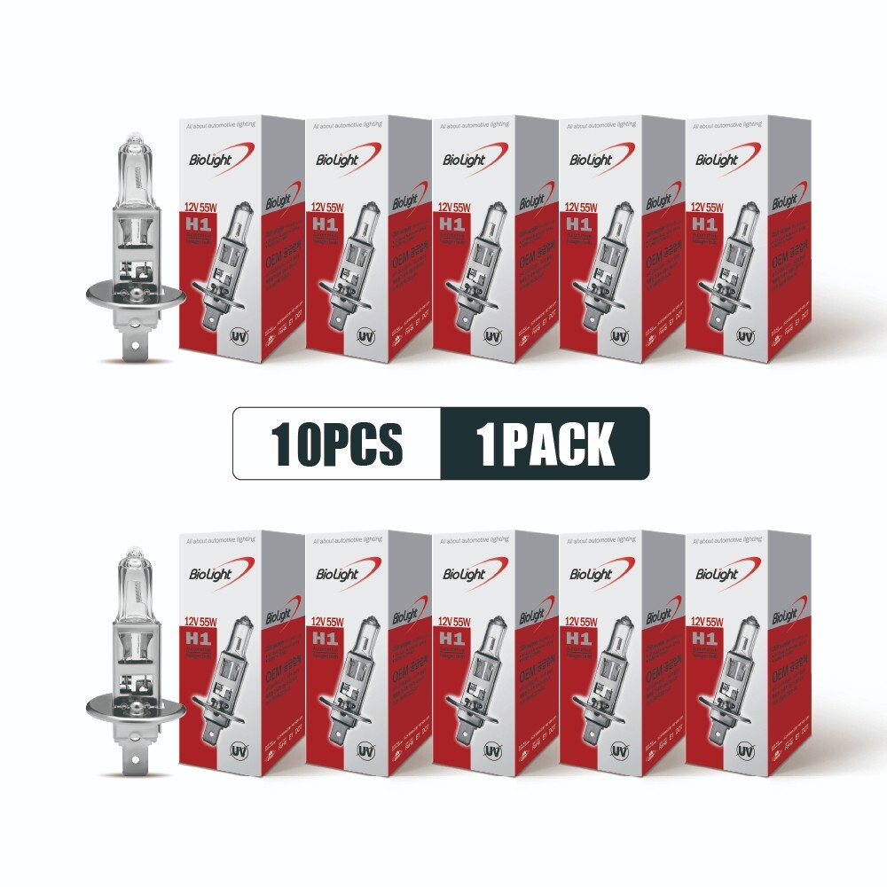H1 Halogen Headlight Bulb 12V 55W Super Bright Upgrade 150% More Light (10 PACK)