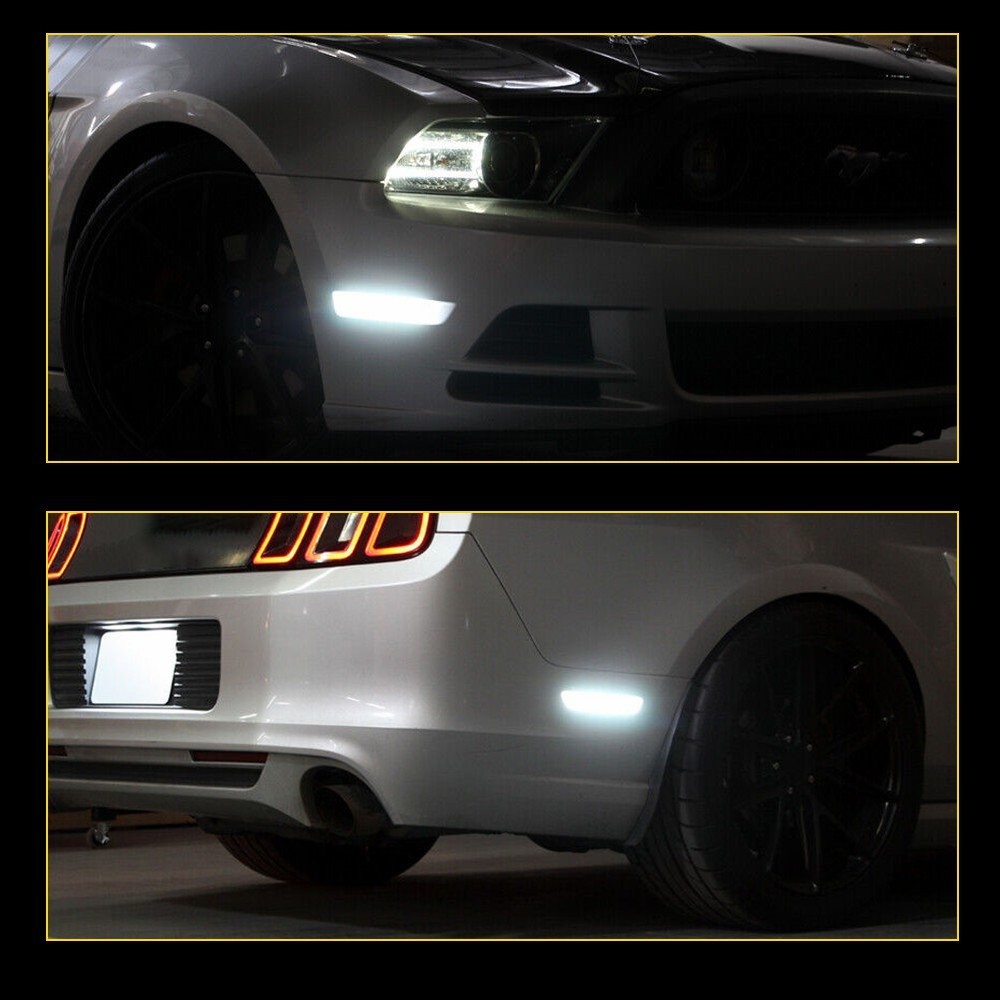 For 2010-14 Ford Mustang LED White Side Marker Light Clear Lens Front Rear 4pcs