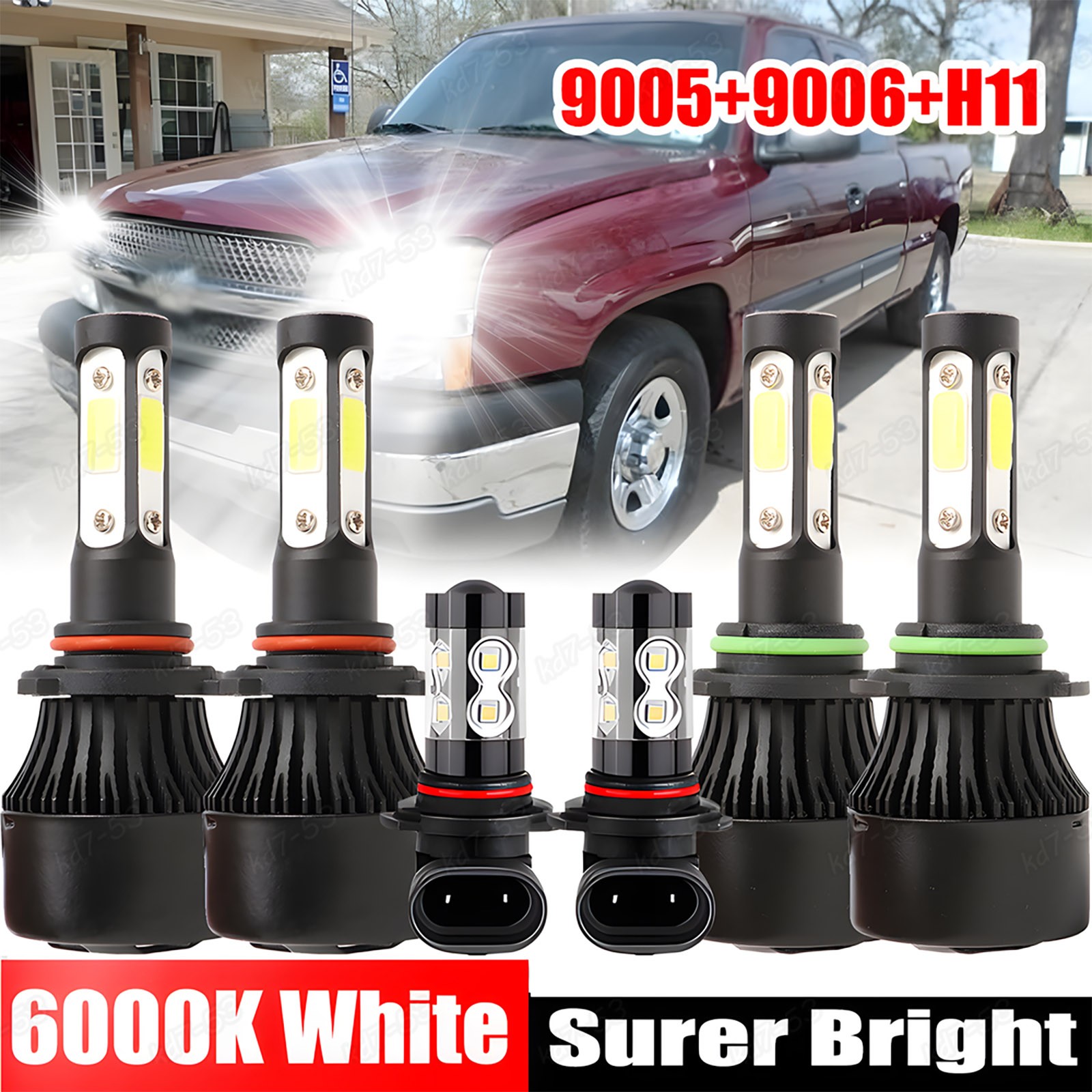 High brightness LED Headlights Fog Lights Bulbs For Chevy Silverado 1500 2500 HD