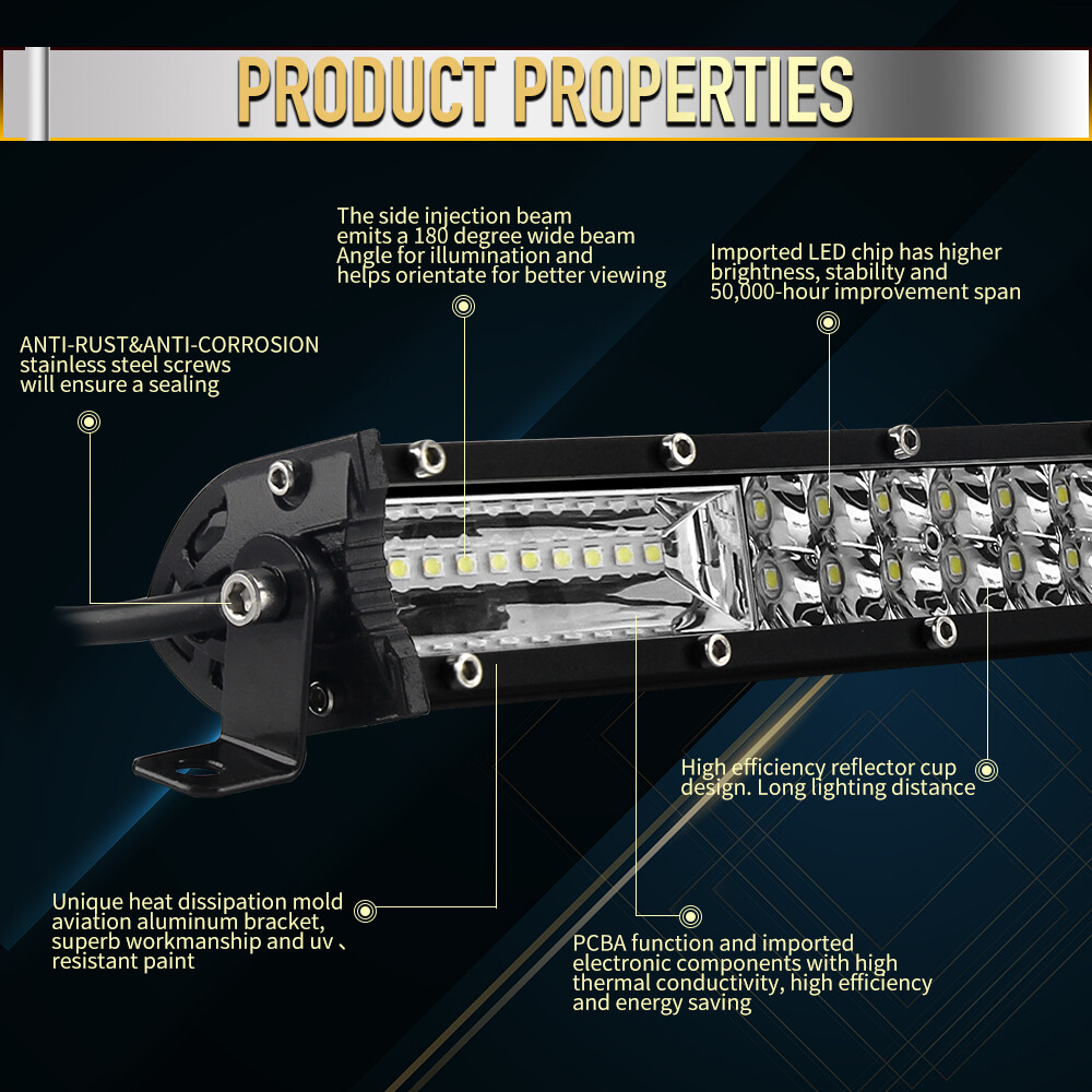 7″14″20″26″32″ Dual Row LED Light Bar DRL Spot Flood for UTV ATV Truck UTE Boat