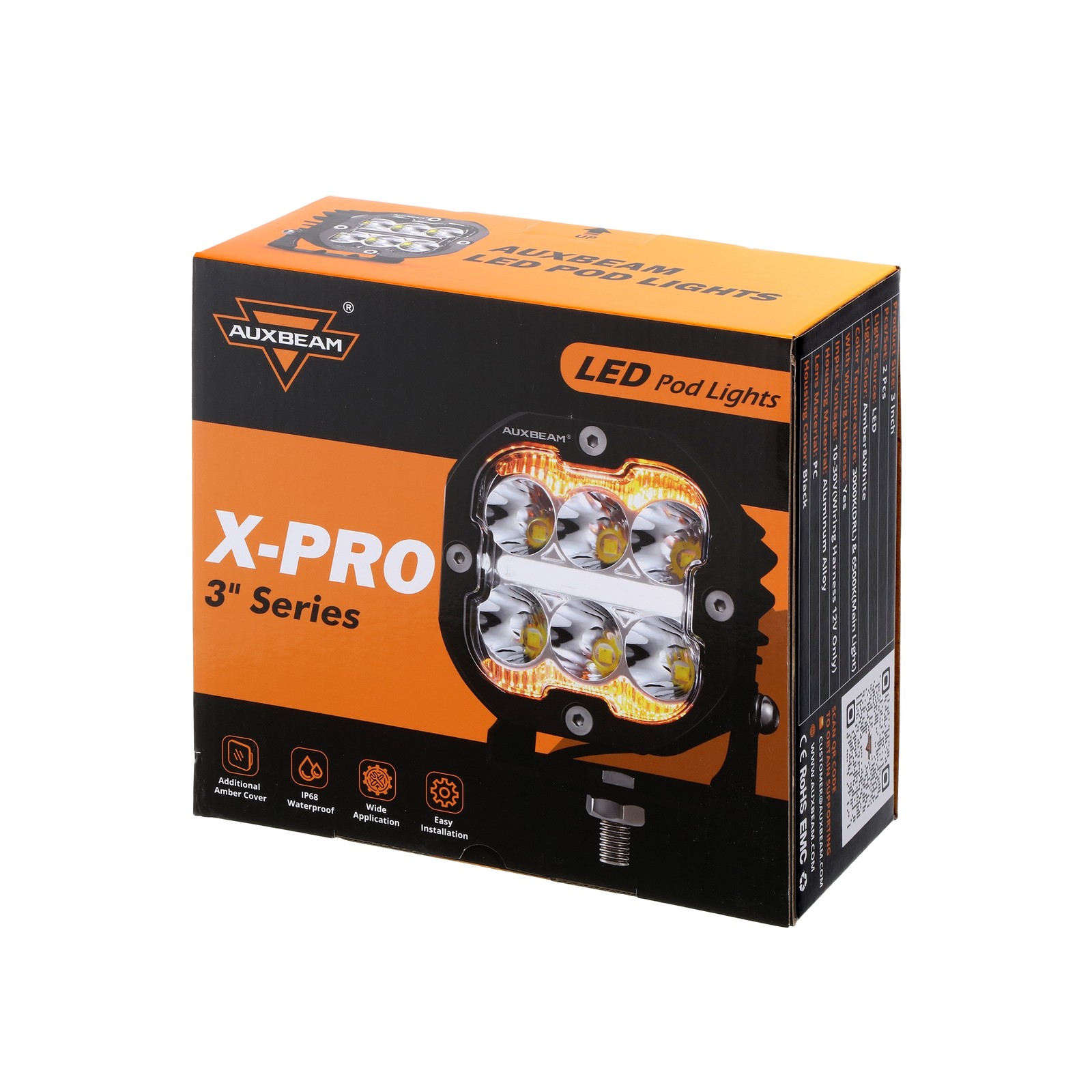 2x AUXBEAM 3″ 84W Amber White LED Pods Cube Driving Lights Spot Flood for Toyota