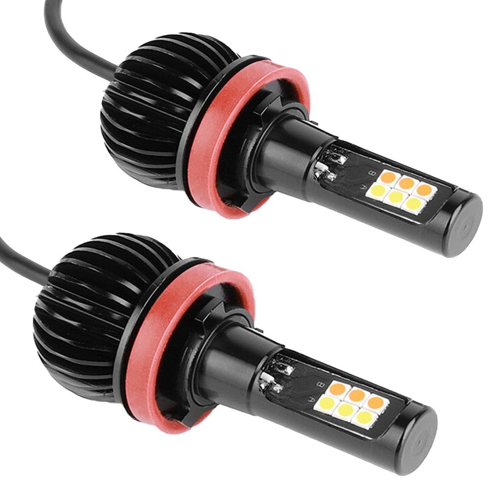 2X H11 H8 DUAL COLOR SWITCHBACK LED FOG LIGHT BULBS 6K/3K YELLOW+WHITE DRL 160W