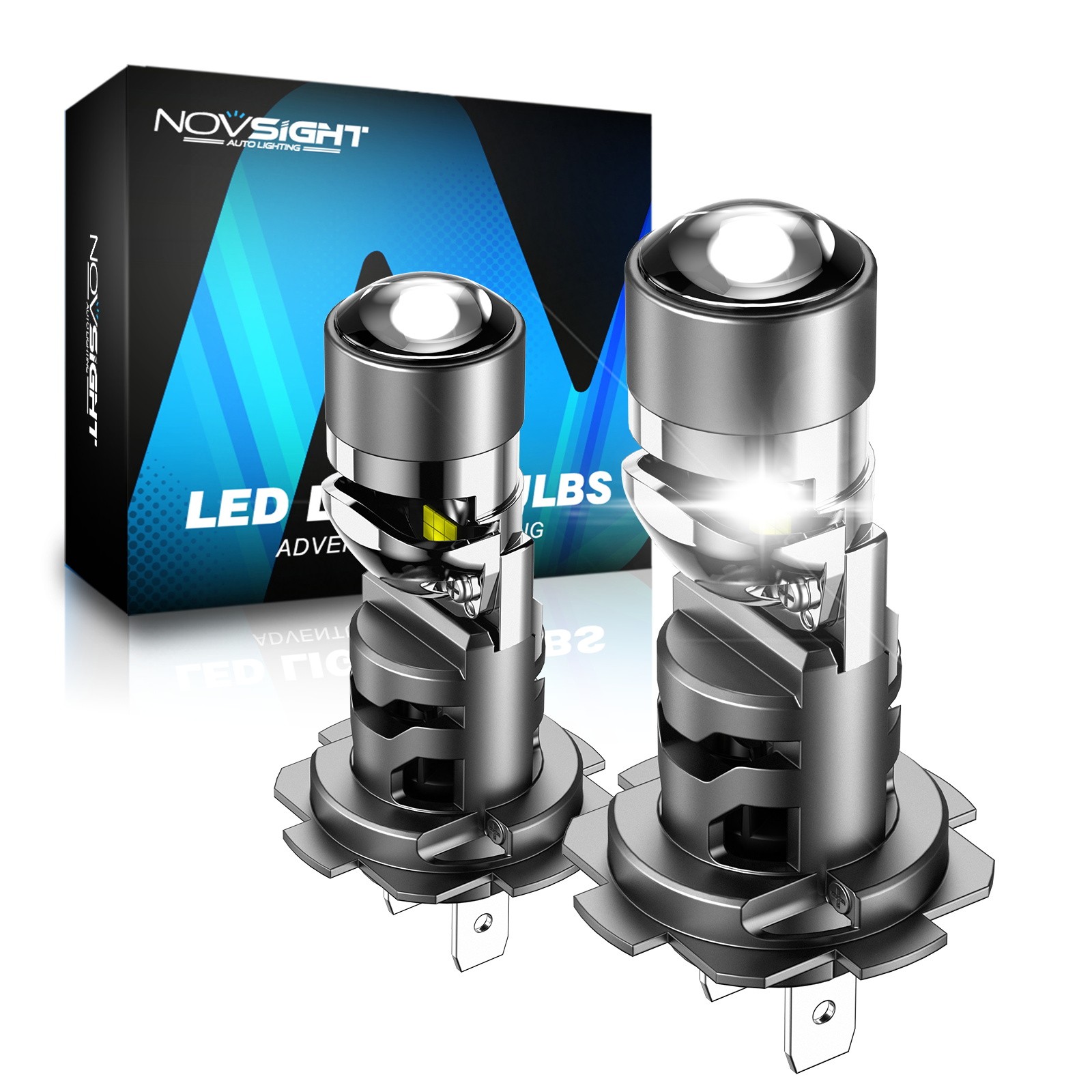 NOVSIGHT H7 LED Headlight Kit High/Low Beam Bulbs 60W 17000LM Bright White 6500K