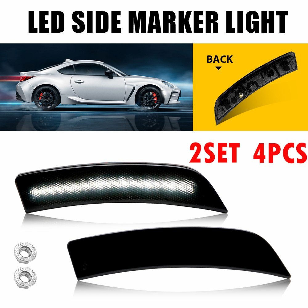 4PC White LED Side Marker Lights For 2022 23 2024 Toyota GR86 ZN8 Subaru BRZ P