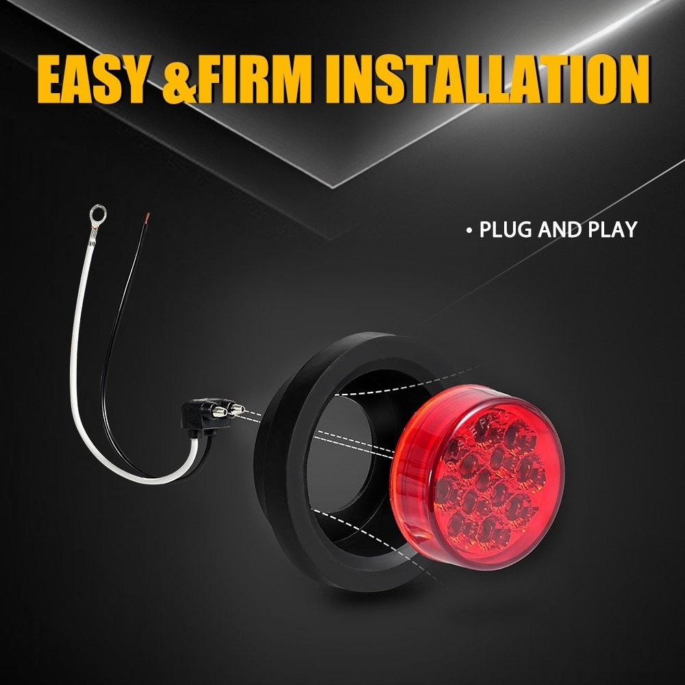 4-8pcs 2.5″ Inch DOT Round Trailer 13 LED Marker Light w/ Grommet for Truck RV