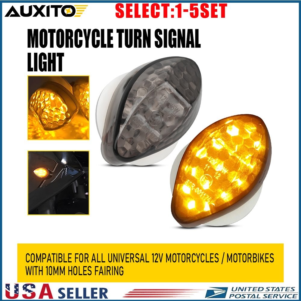 Universal Mini Motorcycle LED Turn Signal Blinker Light Amber Indicator 2-10X