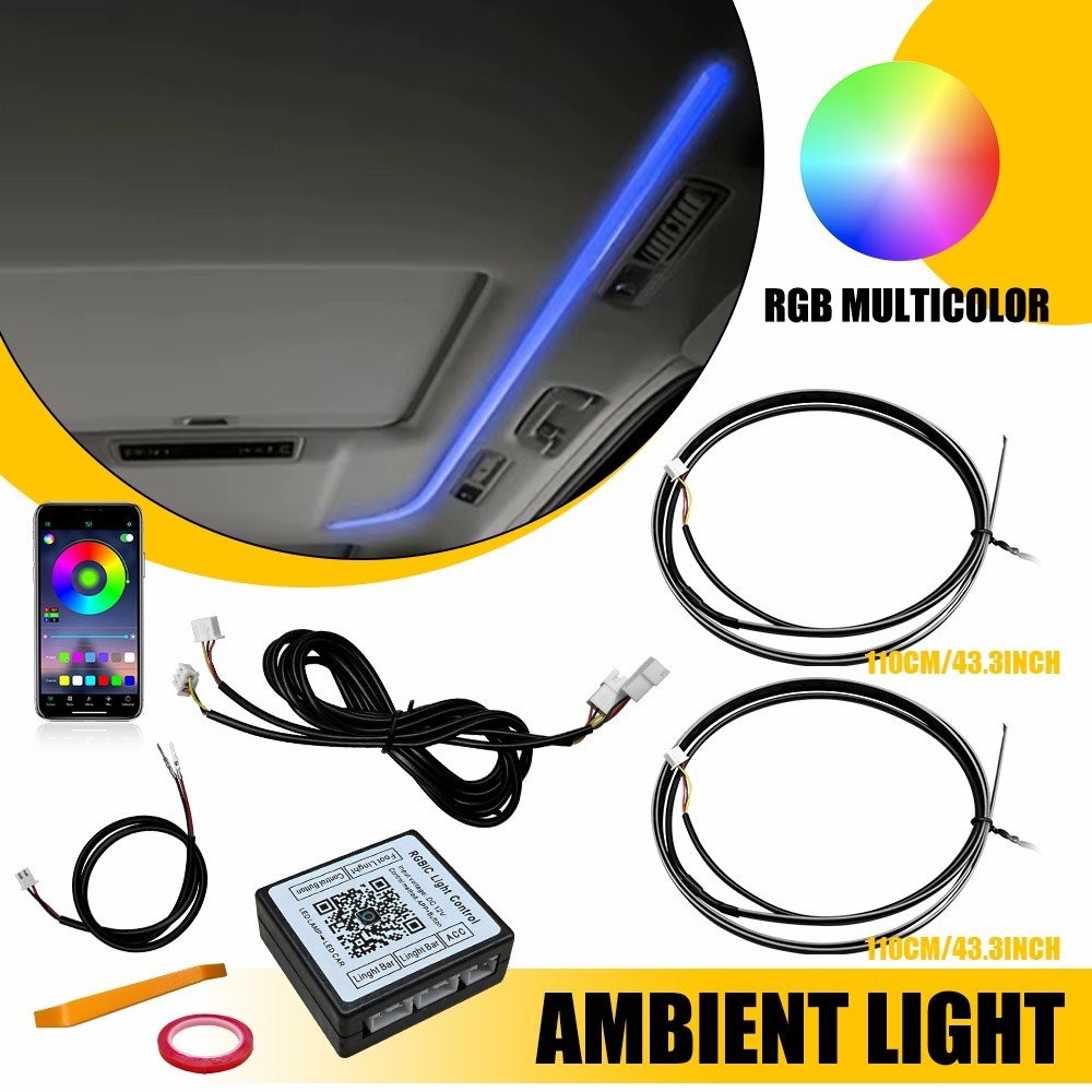 2Pcs RGB LED Sunroof Light Strip Car Roof Panoramic Skylight Ambient Lamp APP EJ