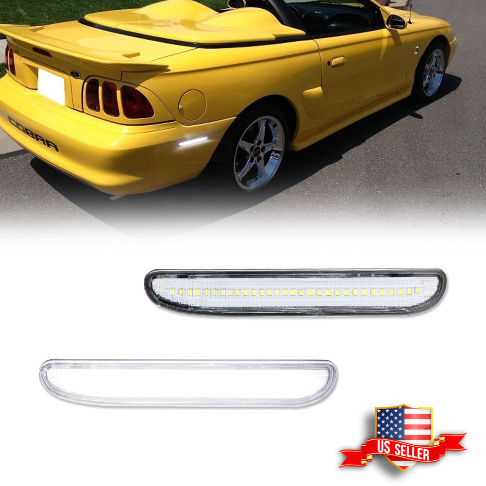 Clear White LED Rear Side Marker Light Reflector For 94 95 96 97 98 Ford Mustang